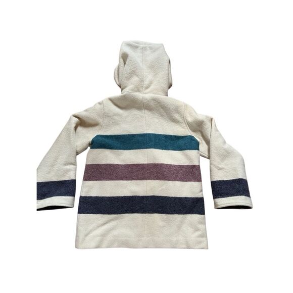 Vintage Woolrich Woman Hudson Bay Pastel Stripe Blanket Wool Coat Size M Hood - Picture 2 of 11